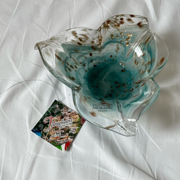 Murano Other - FINAL SALE Murano Glass Turquoise & Gold Dish Made In Italy